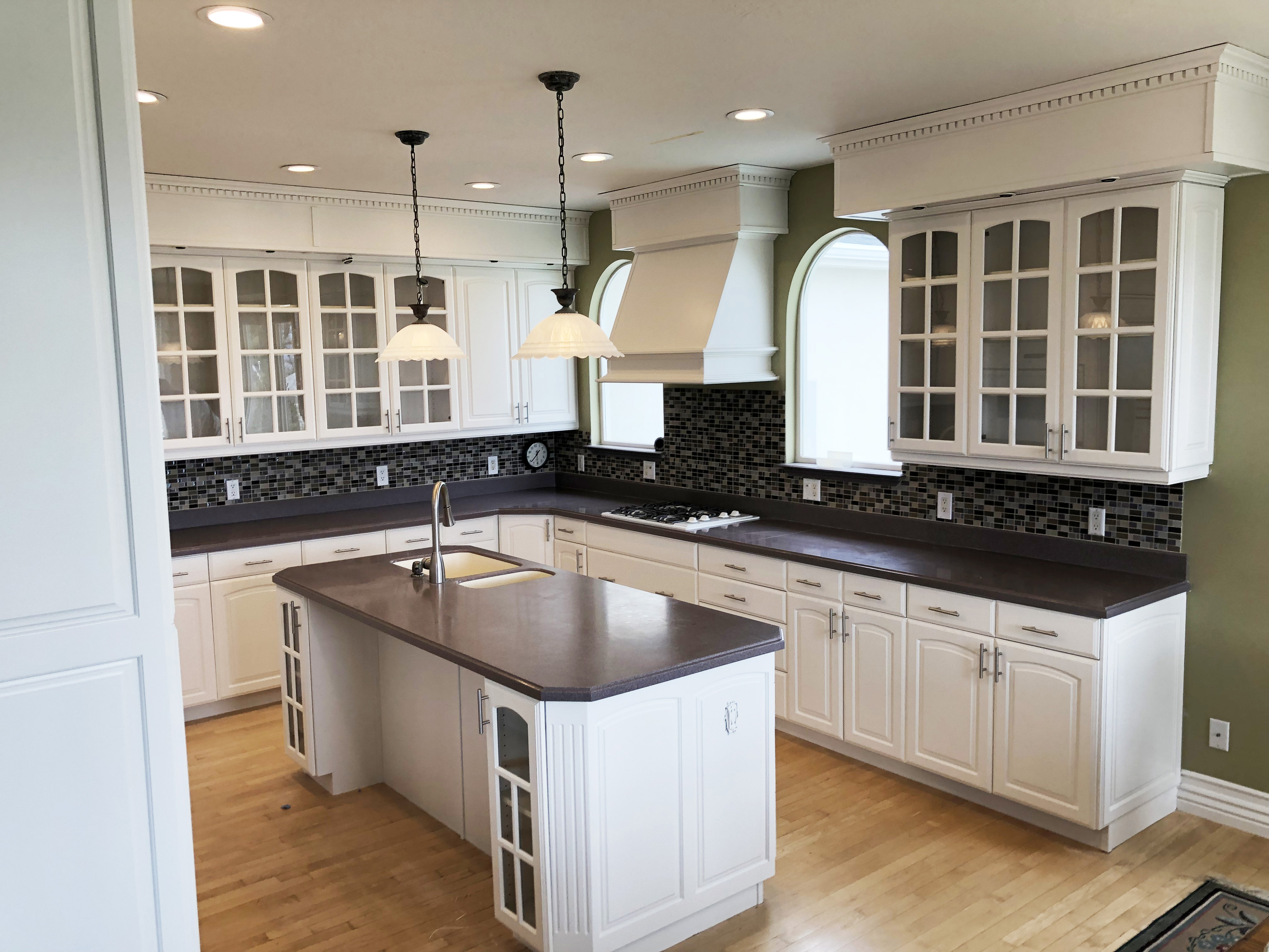 Refinished cabinets with a modern look After